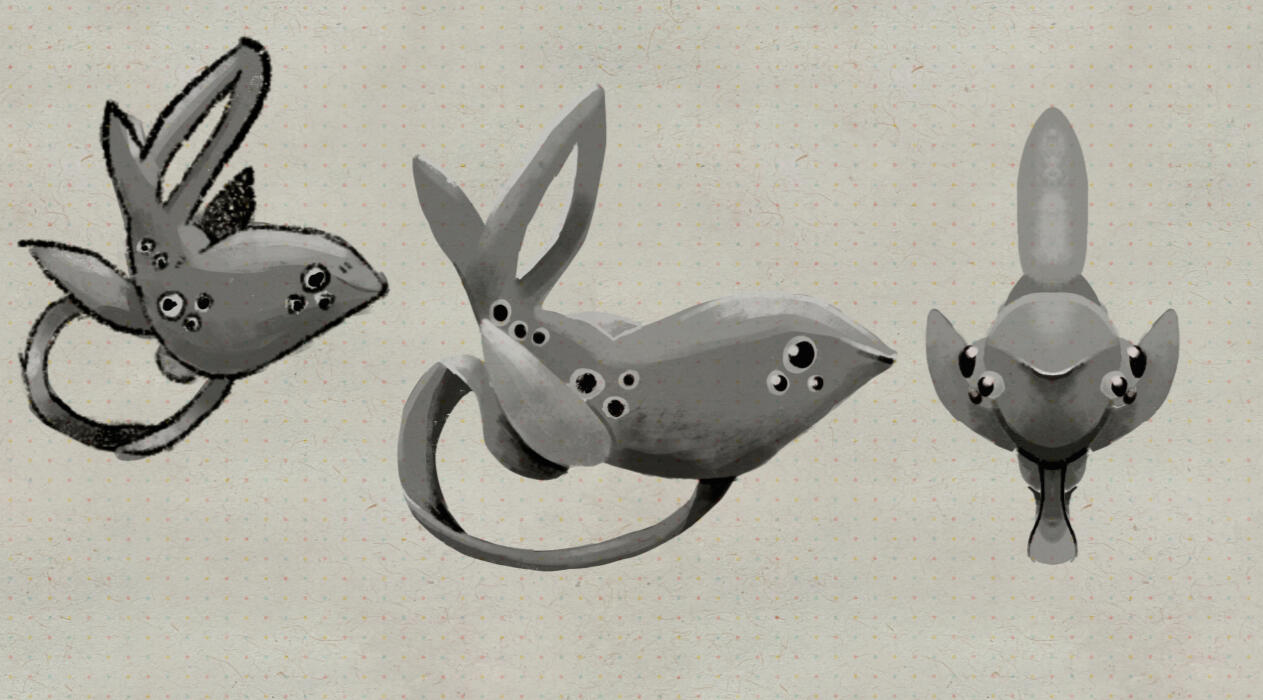 Creature Concept, sketch and B&W Rendering, used both photoshop and FireAlpaca